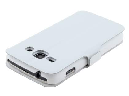 Slim Genuine Leather Portfolio Case for Samsung Galaxy Ace 3 - Pearl White