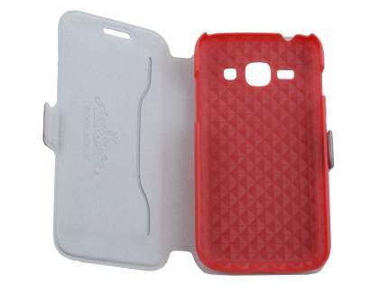 Slim Genuine Leather Portfolio Case for Samsung Galaxy Ace 3 - Red