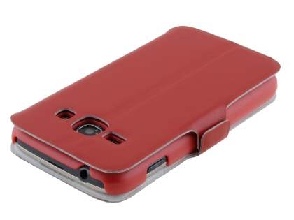 Slim Genuine Leather Portfolio Case for Samsung Galaxy Ace 3 - Red