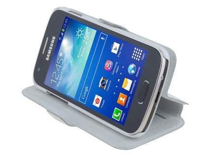 Slim Genuine Leather Portfolio Case for Samsung Galaxy Ace 3 - Pearl White