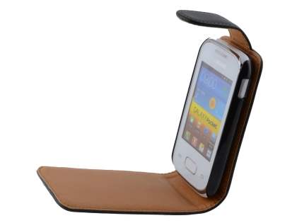 Samsung Galaxy Pocket S5300 Synthetic Leather Flip Case - Black