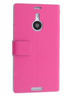 Slim Genuine Leather Portfolio Case for Nokia Lumia 1520 - Pink Leather Wallet Case