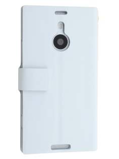 Slim Genuine Leather Portfolio Case for Nokia Lumia 1520 - Pearl White Leather Wallet Case