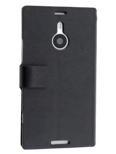Slim Genuine Leather Portfolio Case for Nokia Lumia 1520 - Classic Black Leather Wallet Case