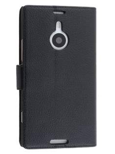 Synthetic Leather Wallet Case with Stand for Nokia Lumia 1520 - Classic Black Leather Wallet Case
