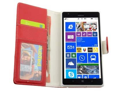 Synthetic Leather Wallet Case with Stand for Nokia Lumia 1520 - Red
