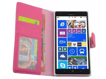 Synthetic Leather Wallet Case with Stand for Nokia Lumia 1520 - Pink