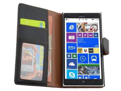 Synthetic Leather Wallet Case with Stand for Nokia Lumia 1520 - Classic Black