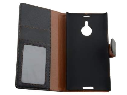 Synthetic Leather Wallet Case with Stand for Nokia Lumia 1520 - Classic Black