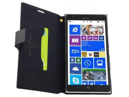 Slim Genuine Leather Portfolio Case for Nokia Lumia 1520 - Classic Black