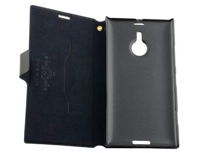Slim Genuine Leather Portfolio Case for Nokia Lumia 1520 - Classic Black