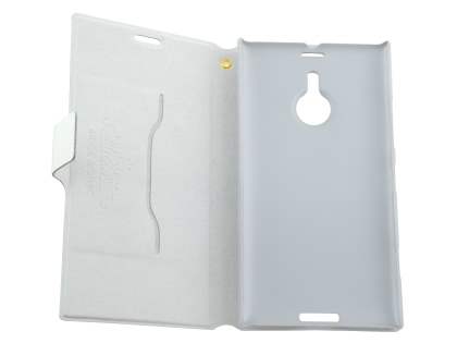 Slim Genuine Leather Portfolio Case for Nokia Lumia 1520 - Pearl White