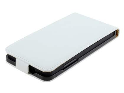 Slim Genuine Leather Flip Case for LG Google Nexus 5 - Pearl White
