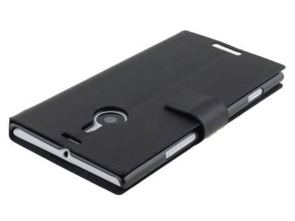 Slim Genuine Leather Portfolio Case for Nokia Lumia 1520 - Classic Black