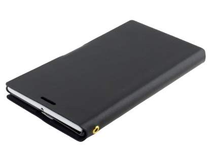 Slim Genuine Leather Portfolio Case for Nokia Lumia 1520 - Classic Black