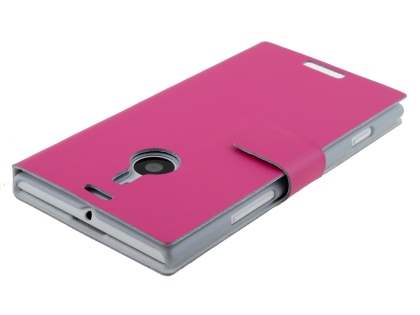 Slim Genuine Leather Portfolio Case for Nokia Lumia 1520 - Pink