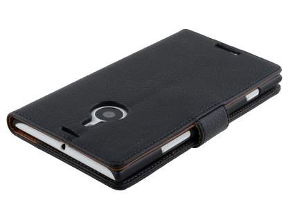 Synthetic Leather Wallet Case with Stand for Nokia Lumia 1520 - Classic Black