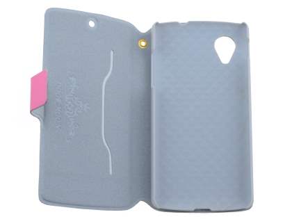 Slim Genuine Leather Portfolio Case for LG Google Nexus 5 - Pink