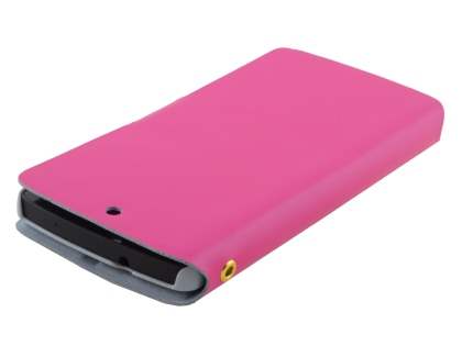 Slim Genuine Leather Portfolio Case for LG Google Nexus 5 - Pink