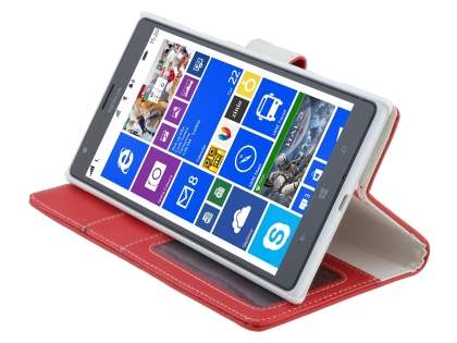Synthetic Leather Wallet Case with Stand for Nokia Lumia 1520 - Red