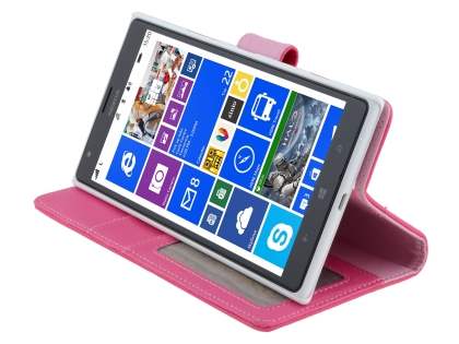 Synthetic Leather Wallet Case with Stand for Nokia Lumia 1520 - Pink