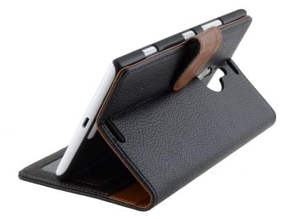 Synthetic Leather Wallet Case with Stand for Nokia Lumia 1520 - Classic Black