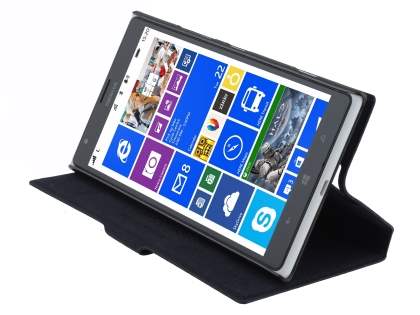 Slim Genuine Leather Portfolio Case for Nokia Lumia 1520 - Classic Black