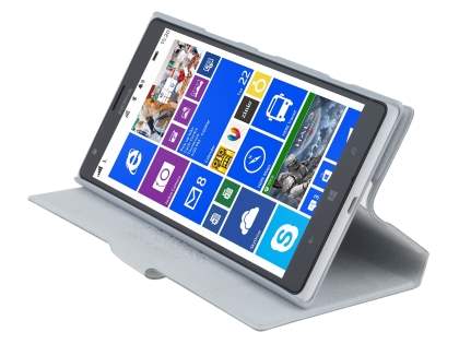 Slim Genuine Leather Portfolio Case for Nokia Lumia 1520 - Pearl White