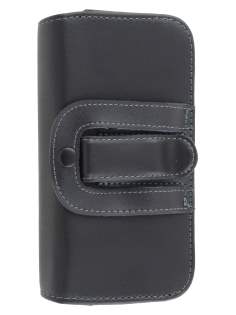 Extra-tough Genuine Leather ShineColours belt pouch for HTC Desire 601 - Classic Black