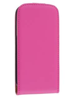 Slim Genuine Leather Flip Case for Samsung Galaxy S4 mini - Hot Pink