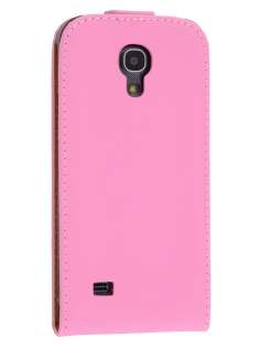 Slim Genuine Leather Flip Case for Samsung Galaxy S4 mini - Baby Pink Leather Flip Case