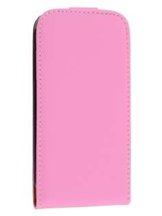 Slim Genuine Leather Flip Case for Samsung Galaxy S4 mini - Baby Pink