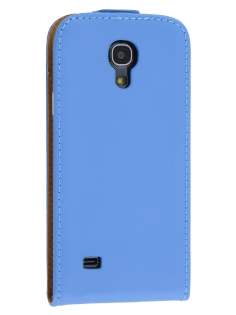 Slim Genuine Leather Flip Case for Samsung Galaxy S4 mini - Sky Blue Leather Flip Case