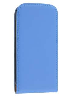 Slim Genuine Leather Flip Case for Samsung Galaxy S4 mini - Sky Blue