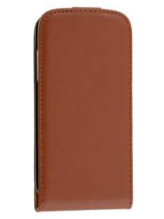 Slim Genuine Leather Flip Case for Samsung Galaxy S4 mini - Brown