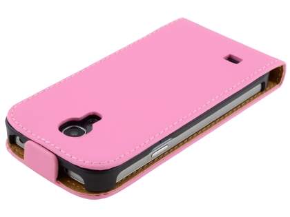 Slim Genuine Leather Flip Case for Samsung Galaxy S4 mini - Baby Pink