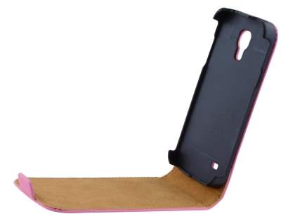 Slim Genuine Leather Flip Case for Samsung Galaxy S4 mini - Baby Pink