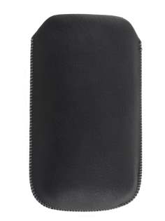 Synthetic Leather Slide-in Case with Pull-out Strap for Samsung Galaxy Ace 3 - Classic Black Leather Slide-in Case