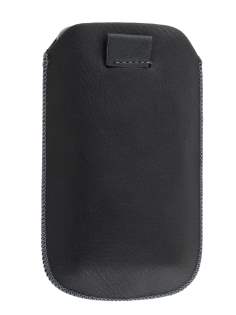 Synthetic Leather Slide-in Case with Pull-out Strap for Samsung Galaxy Ace 3 - Classic Black