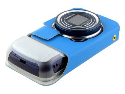 Slim Genuine Leather Case for Samsung Galaxy S4 zoom - Blue