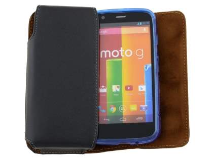 Extra-tough Genuine Leather ShineColours belt pouch (Bumper Case Compatible) for Motorola Moto G
