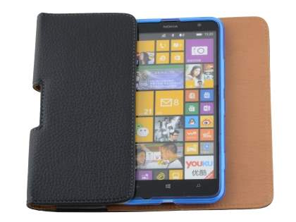 Nokia Lumia 1320 Synthetic Leather Belt Pouch (Bumper Case Compatible) - Classic Black