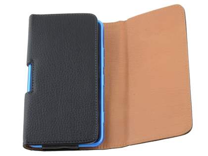 Nokia Lumia 1320 Synthetic Leather Belt Pouch (Bumper Case Compatible) - Classic Black
