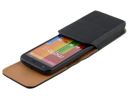 Textured Synthetic Leather Vertical Belt Pouch for Motorola Moto G