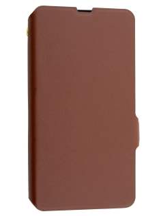 Slim Genuine Leather Portfolio Case for Nokia Lumia 1320 - Brown
