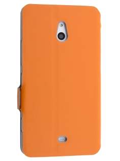 Slim Genuine Leather Portfolio Case for Nokia Lumia 1320 - Orange Leather Wallet Case