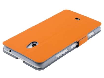 Slim Genuine Leather Portfolio Case for Nokia Lumia 1320 - Orange
