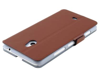 Slim Genuine Leather Portfolio Case for Nokia Lumia 1320 - Brown