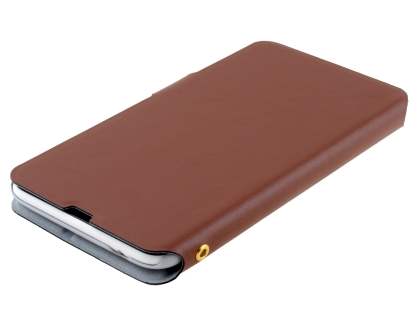 Slim Genuine Leather Portfolio Case for Nokia Lumia 1320 - Brown