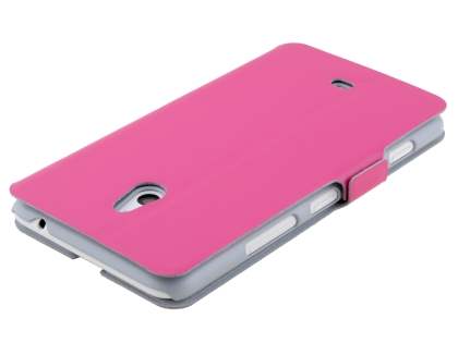 Slim Genuine Leather Portfolio Case for Nokia Lumia 1320 - Pink